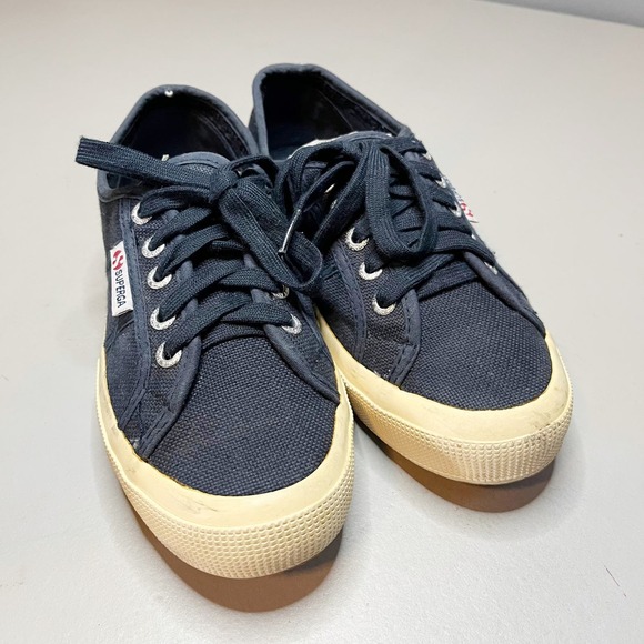 Superga Shoes - Superga Sneakers Womens Size 6.5 Classic Blue Lace Up Canvas Platform Shoes